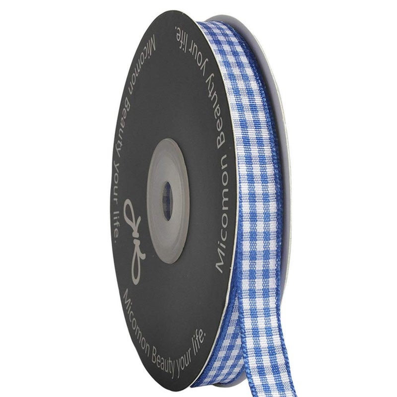 Micomon شريط Micomon Ink Blue Gingham منقوش مربعات بطول 25 ياردة لكل لفة 100% بوليستر (3/8 بوصة، أزرق حبر) - Image 1